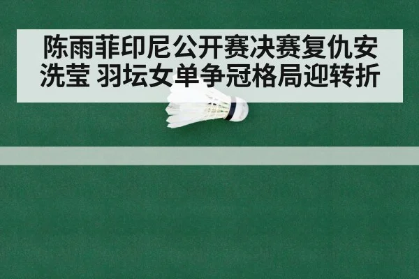 陈雨菲印尼公开赛决赛复仇安洗莹 羽坛女单争冠格局迎转折